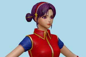 KOF Athena King-of-Fighters, kof, woman, female, people, human, xna, characters, rigged